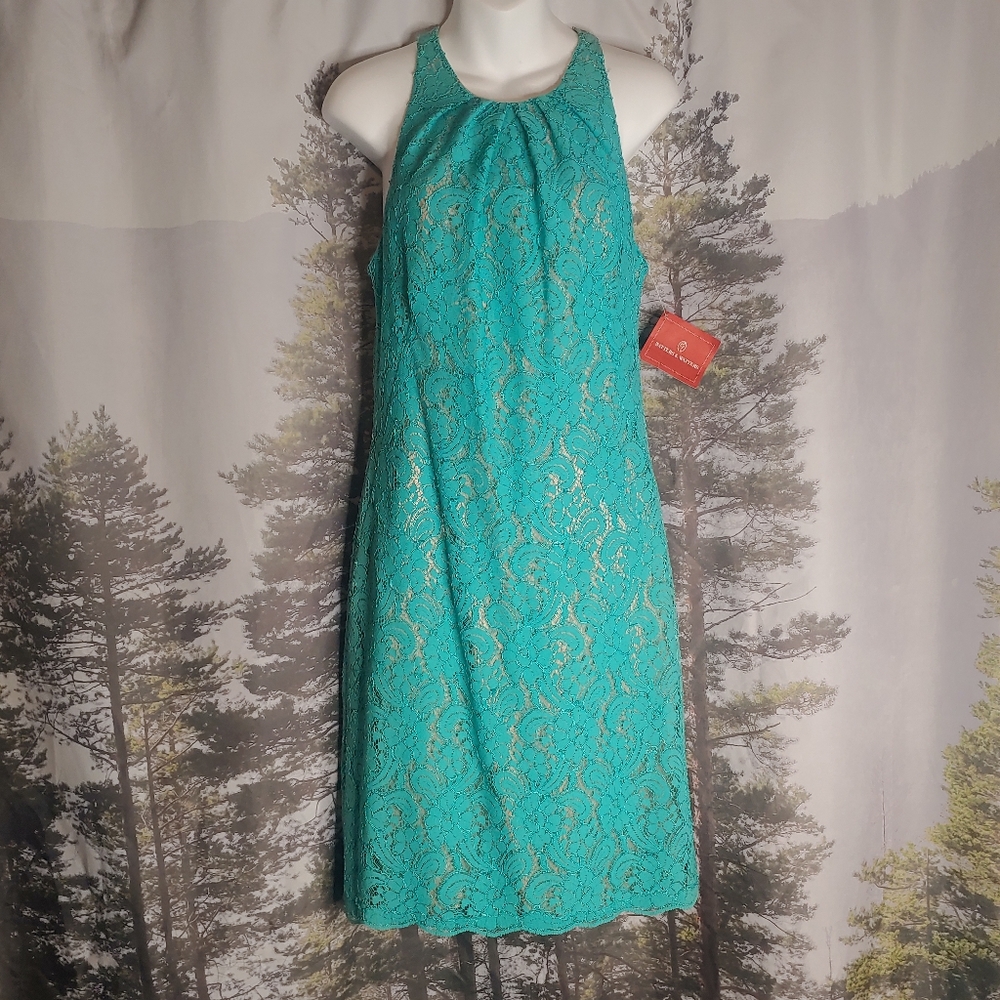 Watters & Watters Aqua Lace Dress